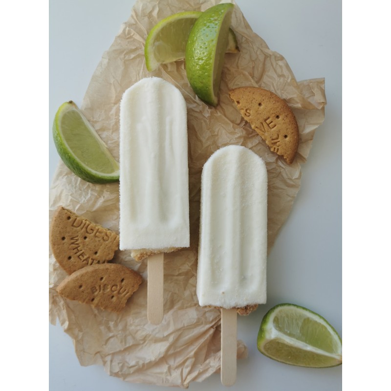 Lime-coconut with digestive cookie popsicle